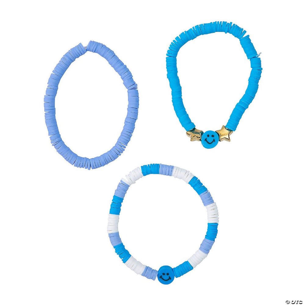 12 Individual Tagged Blue Beaded Friendship Bracelets W: 3 Different Designs NWT